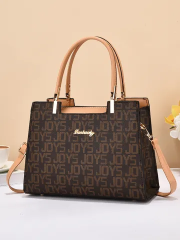 Sac à Main de Mode en Cuir PU pour Femmes Avec Impression de Lettres Motif Crocodile Matériel Doré Sac Bandoulière