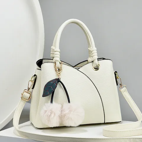Dames Mode PU Leer Tote Tas Grote Capaciteit Lychee Textuur Handtas Met Kers Pluche Hanger Crossbody Schoudertas