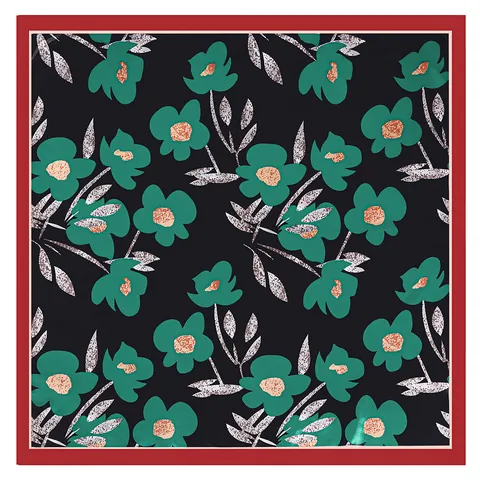 Carré de Soie Satiné pour Femmes Imprimé Floral Marguerite Grand Foulard Vintage Décoratif Décontracté Châle de Voyage pour Dame