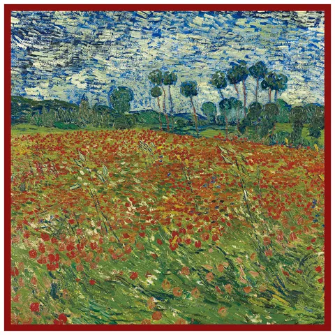 Franse Mode Artistiek Olieverfpatroon Satijn Vierkante Sjaal Dames 90cm Grote Keper Shawl Rood Tuin Bloemen Wrap