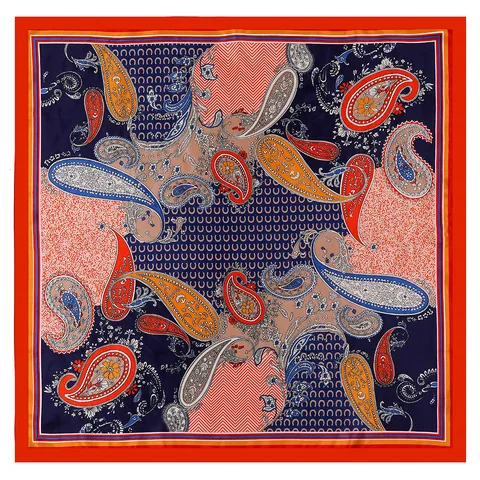 Bohemian Satin Großes Quadratisches Tuch Für Damen Vintage Paisley Blumenmuster Seidiges Kopftuch Halstuch Eleganter Schal Geschenk