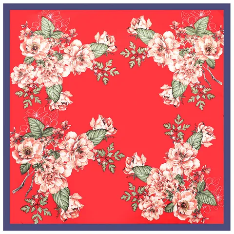 Elegant Large Square Scarf For Women Floral Print Satin Head Scarf Neck Scarf Vintage Decorative Shawl Wrap Everyday Accessories