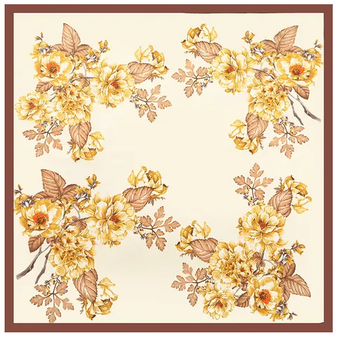 Elegant Large Square Scarf For Women Floral Print Satin Head Scarf Neck Scarf Vintage Decorative Shawl Wrap Everyday Accessories