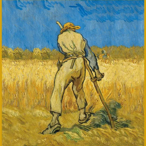Artistic Van Gogh Masterpiece Harvest Oil Painting Print Satin Square Scarf Vintage Elegant Large Decorative Wrap Shawl Foulard Neck Scarf For Women