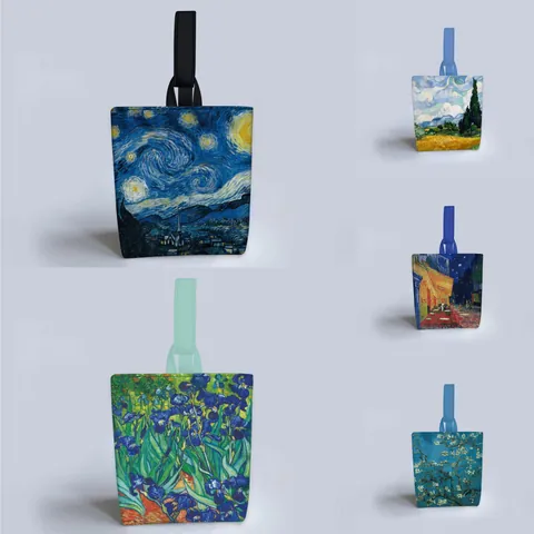 Women's Van Gogh Oil Painting Print Handbag Polyester Artistic Tote Bag Starry Night Sunflowers Casual Outdoor Travel Fashion Gift