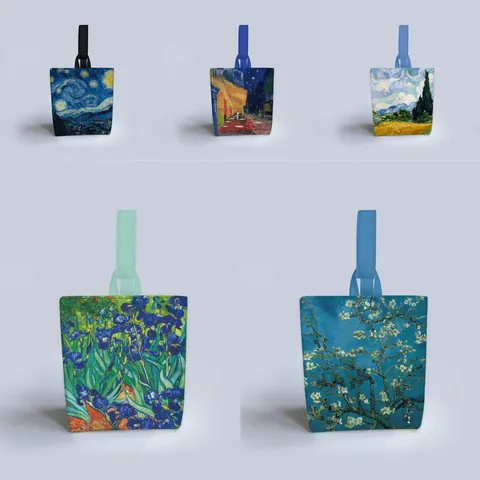 Women's Van Gogh Oil Painting Print Handbag Polyester Artistic Tote Bag Starry Night Sunflowers Casual Outdoor Travel Fashion Gift