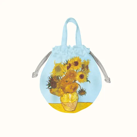 Artistic Van Gogh Oil Painting Drawstring Handbag For Women Vintage Sunflower Iris Floral Print Polyester Small Tote Shoulder Pouch Bag