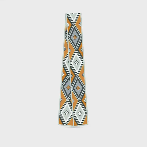 Damen Geometrischer Streifen Satin Schal Mode Twilly Blumen Rhombus Schmaler Halsschal Haar Tasche Griff Zubehör Dekoration