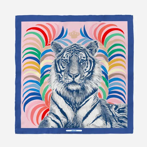Pañuelo Cuadrado de Satén Artístico para Mujer Estampado de Boceto de Cabeza de Tigre Paris Pañuelo Decorativo de Sarga Pañuelo de Moda Elegante