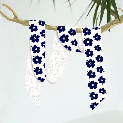 Sciarpa Twilly in Raso con Stampa Floreale da Donna Sciarpa Sottile per Capelli Borsa Manico Avvolgere Doppio Lato Fascia Capelli