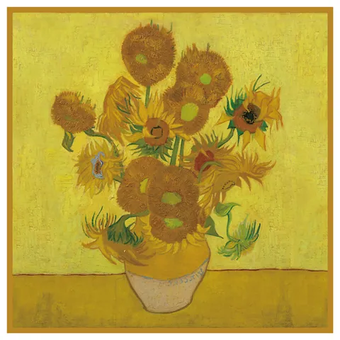 Van Gogh Sunflowers Oil Painting Print Square Satin Scarf Women Large Shawl Travel Headscarf Artistic Fashion Decorative Neck Scarf