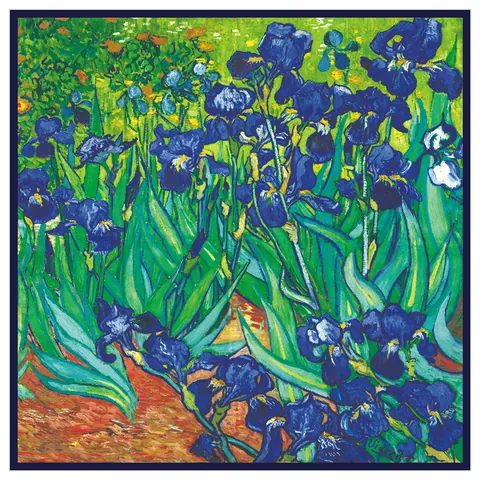 Van Gogh Irises Ölgemälde Satin Quadratisches Tuch Für Damen Künstlerisch Große Seide Wie Köper Druck Haar Halstuch Accessoires