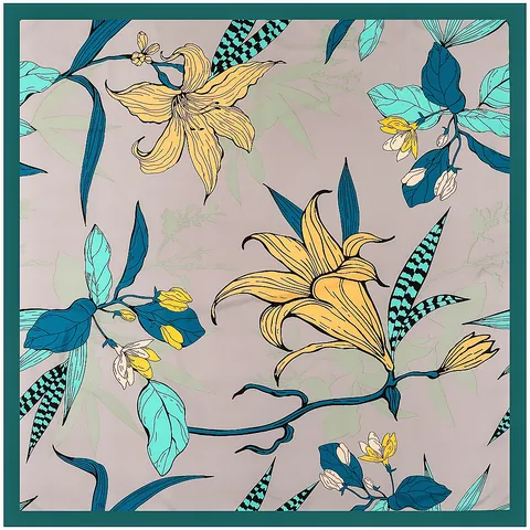American Vintage Floral Satin Scarf For Women Large Square Scarf Decorative Elegant Lightweight Shawl Travel Accessory