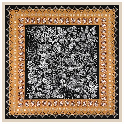 Large Satin Square Scarf For Women Leopard Floral Animal Print Western Style Decorative Shawl Wrap Fashion Head Scarf