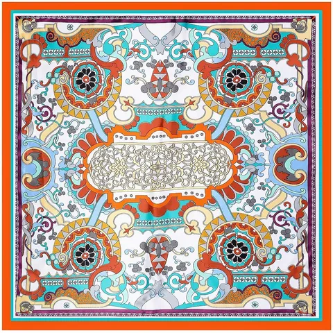 Vintage Barock Blumenmuster Satin Quadratisches Halstuch Für Damen 90cm Großes Dekoratives Kopftuch Elegante Mode Schal Accessoire