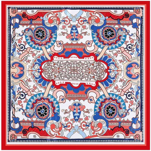 Vintage Barock Blumenmuster Satin Quadratisches Halstuch Für Damen 90cm Großes Dekoratives Kopftuch Elegante Mode Schal Accessoire