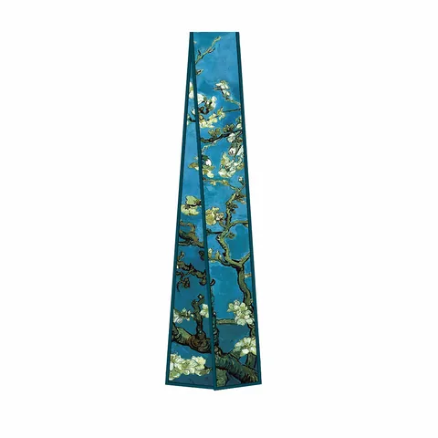 Sciarpa Sottile in Raso Stile Pittura a Olio Floreale Vintage per Donna Nastro Lungo Stretto per Capelli Decoro Borsa Fascia
