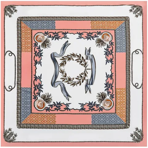 Foulard Quadrato in Raso con Stampa Floreale e Catena Vintage da Donna Grande Scialle Avvolgente Protezione Solare Elegante Foulard