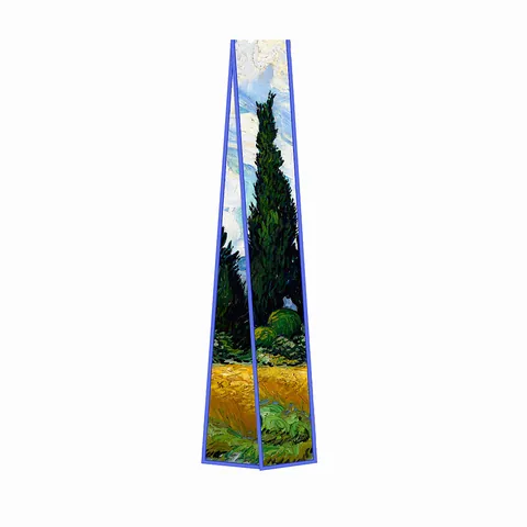 Artistic Oil Painting Wheat Field Pattern Satin Narrow Scarf For Women Vintage Hair Band Bag Handle Wrap Twilly Neckerchief
