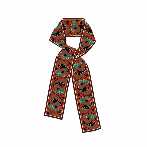 Women Retro Baroque Floral Satin Scarf Twilly Narrow Long Scarf For Hair Handbags Headband Neck Ribbon Decorative Scarf
