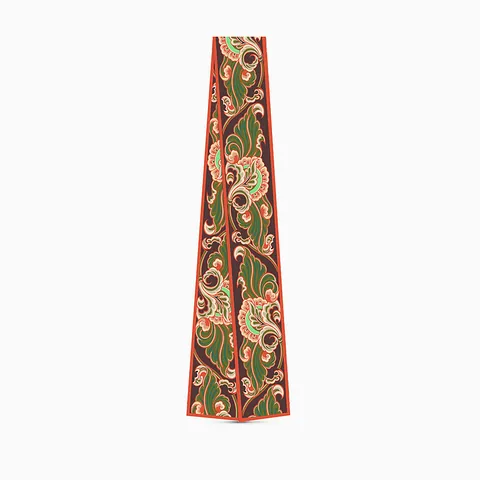 Women Retro Oriental Floral Print Satin Narrow Long Scarf Twilly For Handbag Handle Headband Hair Tie Neck Scarf Decor