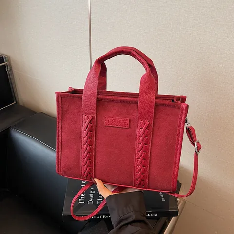 Borsa Tote da Donna Vintage in Pelle PU Effetto Camoscio Grande Capacità con Dettaglio Intrecciato e Tracolla Regolabile