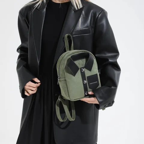 Creative Shirt Style Mini Backpack For Women Suede Texture PU Leather Small School Bag Fashion Commuter Daypack