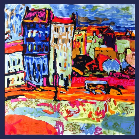 Foulard Quadrato in Raso da Donna Pittura a Olio Casa Arte Astratta Effetto Seta Sciarpa Decorativa Collo Testa Accessori Moda Regalo