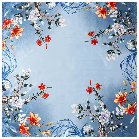Elegant Satin Square Scarf Floral Print Silk-Like Small Neck Scarf Fashionable Hair Bandana Accessory For Women