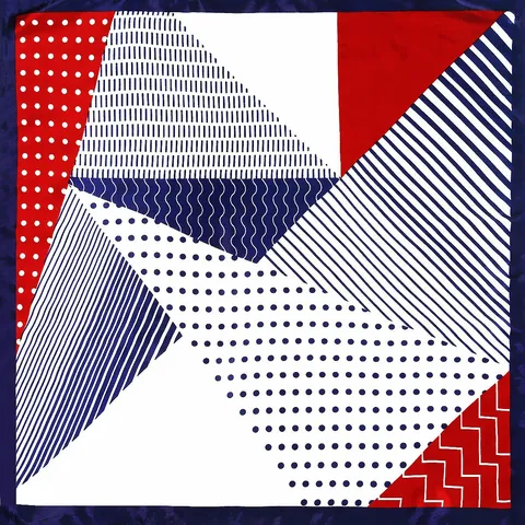 Women Geometric Patchwork Satin Square Scarf Modern Polka Dot Striped Print Decorative Small Neck Kerchief For Office Daily Wear
