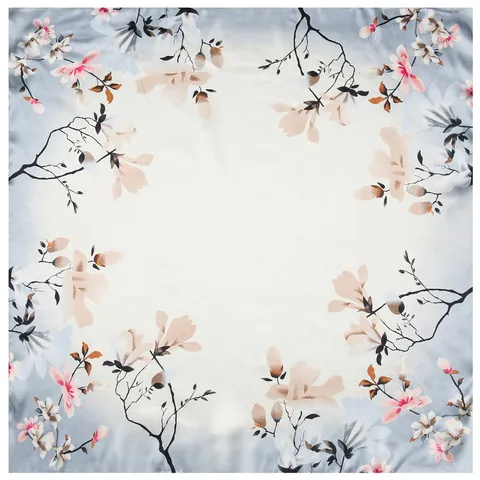 Petit Carré en Satin Élégant Imprimé Floral Aspect Soie Foulard de Cou Bandana à Cheveux Tendance pour Femmes