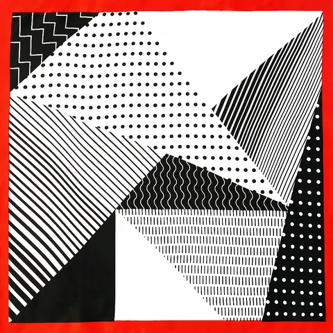 Women Geometric Patchwork Satin Square Scarf Modern Polka Dot Striped Print Decorative Small Neck Kerchief For Office Daily Wear