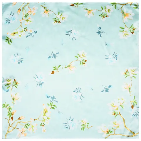 Elegante Pañuelo Cuadrado de Satén Con Estampado de Magnolia Para Mujer Pequeño Pañuelo de Cuello Profesional Patrón Floral