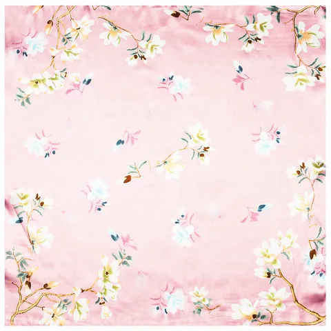 Elegante Pañuelo Cuadrado de Satén Con Estampado de Magnolia Para Mujer Pequeño Pañuelo de Cuello Profesional Patrón Floral
