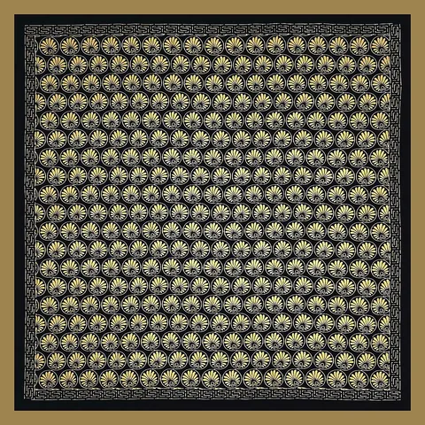 Foulard Quadrato in Raso Vintage per Donna Motivo Floreale Margherita Bordo Greca Elegante Sciarpa da Collo Accessori Capelli