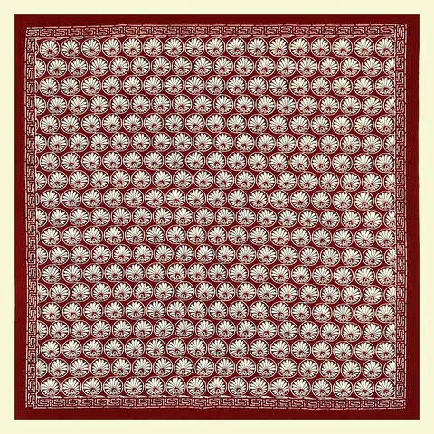 Foulard Quadrato in Raso Vintage per Donna Motivo Floreale Margherita Bordo Greca Elegante Sciarpa da Collo Accessori Capelli