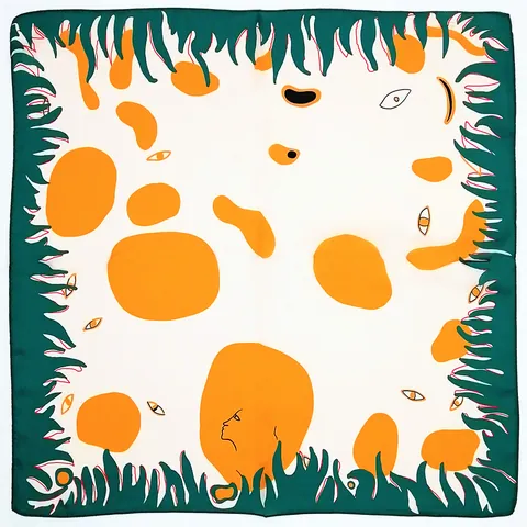Dames Satijn Vierkante Sjaal met Artistiek Abstract Oogpatroon Moderne Illustratie Print Silk Feel Kleine Halssjaal