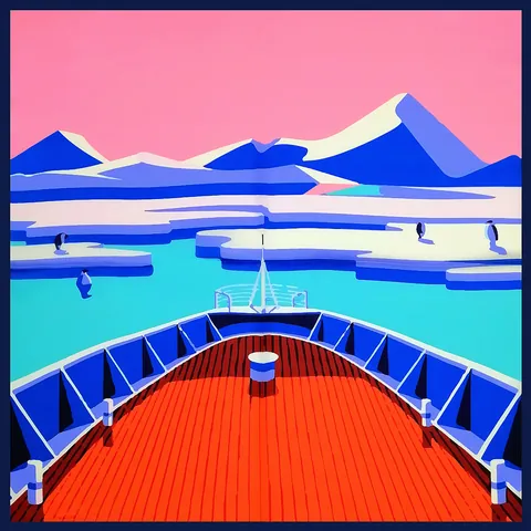 Damen Cartoon Polar Expedition Schiff Druck Satin Quadrat Schal Mode Leicht Hals Tuch Kopf Schal Für Alltag