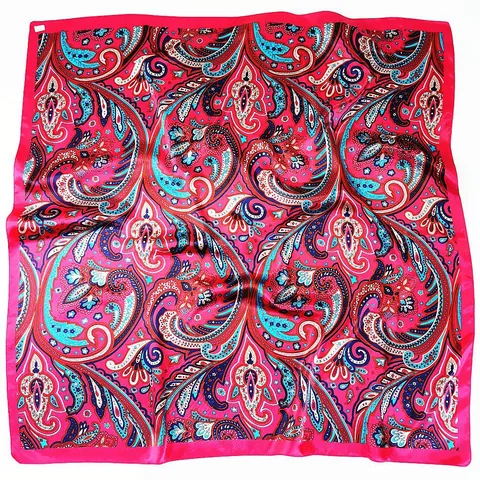 Pañuelo Cuadrado de Satén de Cachemira Vintage para Mujer Accesorio de Chal Decorativo de Seda Bohemia