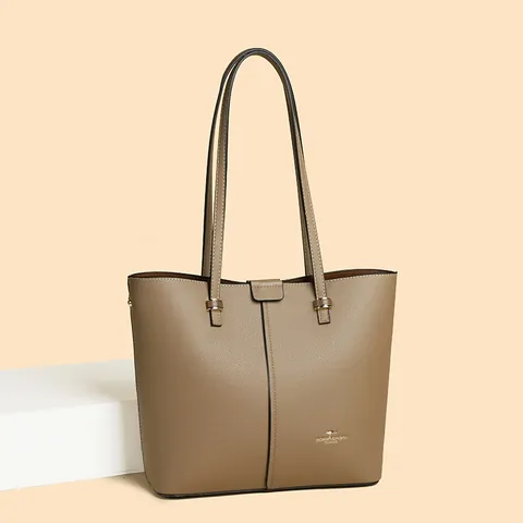 Bolso Tote Casual de Cuero PU con Grana de Lichi para Mujer Gran Capacidad Bolso de Hombro Color Sólido Simple para Diario