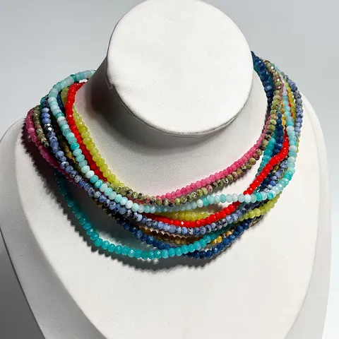 Handgemaakte Natuursteen Kralen Halsketting Voor Vrouwen 18K Verguld Roestvrij Staal Minimalistisch Boho Veelkleurige Sieraden