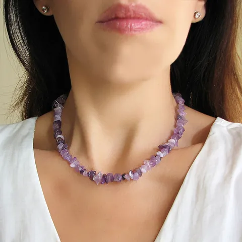 Natural Crushed Stone Chip Necklace For Women Bohemian Beach Style Stainless Steel 18K Gold Plated Chain Choker Jewelry Gift