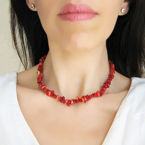 Natural Crushed Stone Chip Necklace For Women Bohemian Beach Style Stainless Steel 18K Gold Plated Chain Choker Jewelry Gift