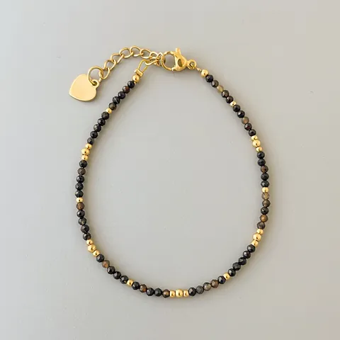 Vintage Minimalistische Kralen Halsketting En Armband Natuursteen 18K Verguld Titanium Staal Hart Hanger Sieraden Voor Dames