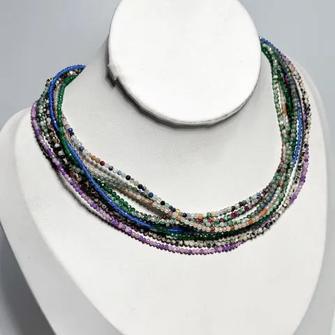 Boheemse Kleurrijke Natuursteen Kralen Ketting Voor Vrouwen Goud Verguld Roestvrij Staal Mini Kralen Hart Hanger Choker Sieraden