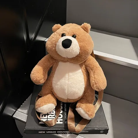 Cute Teddy Bear Plush Backpack Cartoon Animal Shaped Crossbody Bag For Women Girls Soft Furry Adjustable Shoulder Bag Gift
