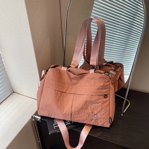 Women Large Capacity Cloth Tote Bag Waterproof Pleated Shoulder Bag Multi-Pocket Commuter Travel Crossbody Diaper Bag