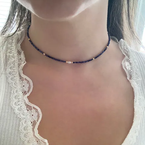 Naturstein Perlen Choker Halskette Mit Süßwasserperle 18K Vergoldet Edelstahl Feine Kette Für Damen Schmuck