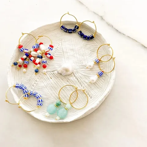 Bohemian 18K Gold Plated Titanium Steel Beaded Hoop Drop Earrings For Women Baroque Pearl Handmade Fashion Jewelry