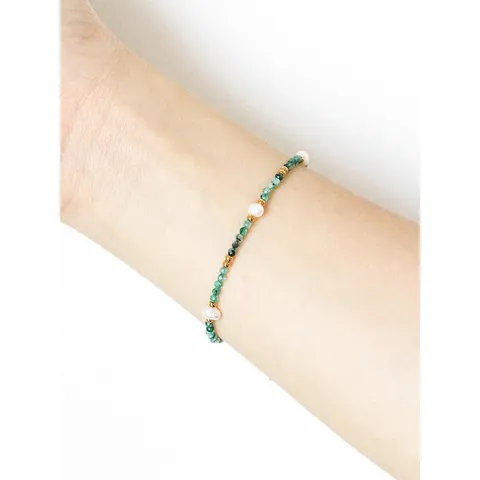 18K Verguld Titanium Staal Armband Met Natuursteen Zoetwaterparel Verstelbare Minimalistische Sieraden Voor Vrouwen Hart Hanger